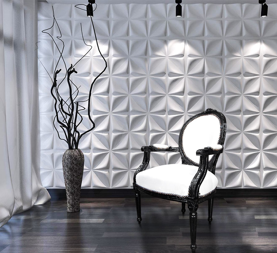 3D wall covering with baroque armchair louis xvi limited edition with white fabric and black wood Royal Art Palace